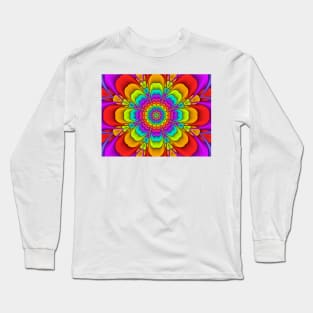 Colourful Concentric Rainbow Flower Long Sleeve T-Shirt